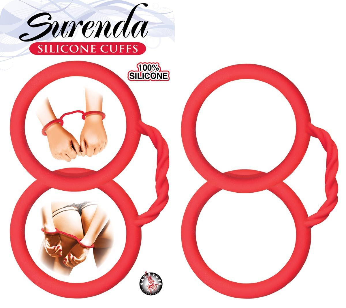 SURENDA SILICONE CUFFS-RED - #2654-1