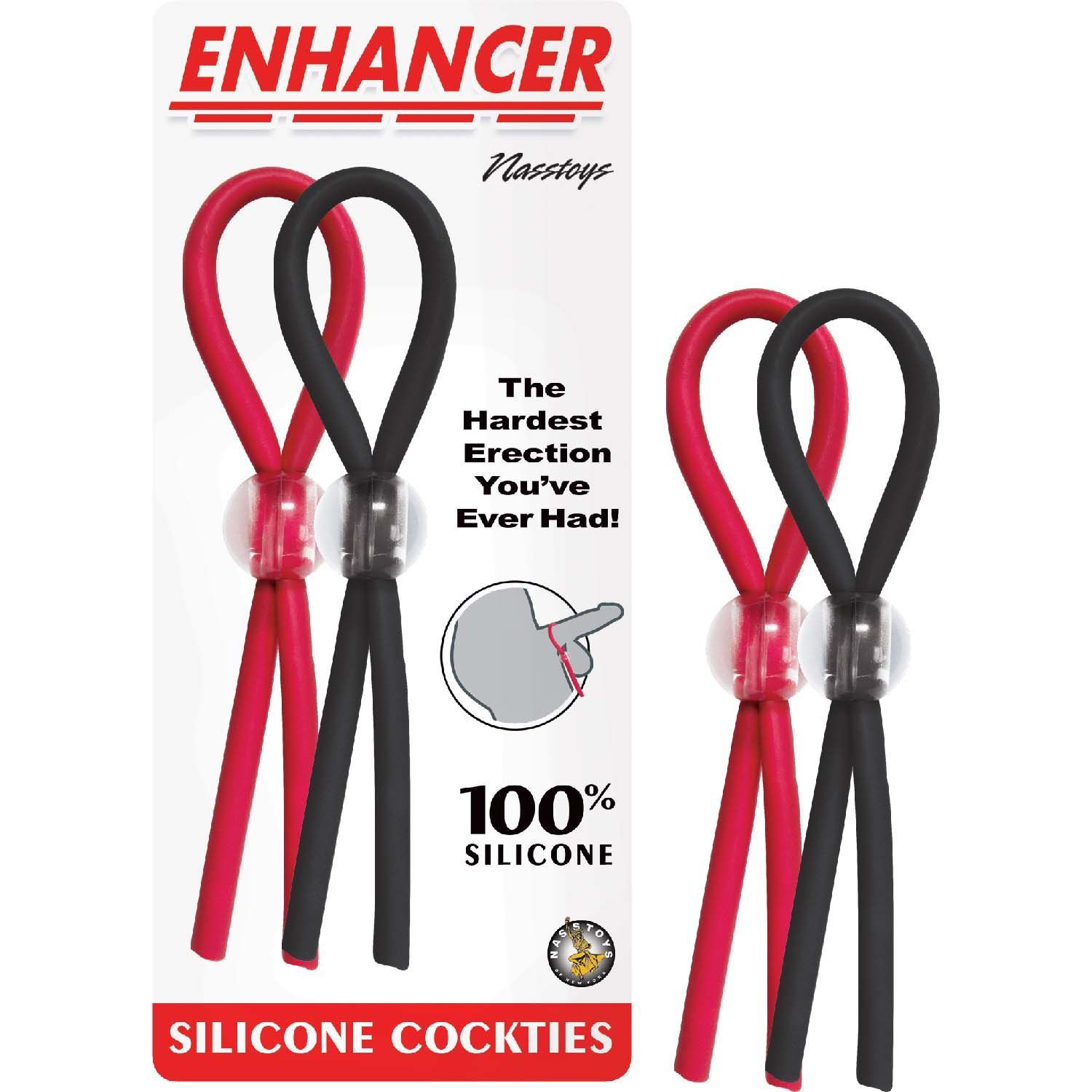 ENHANCER SILICONE COCKTIES-RED &amp; BLACK - #3058