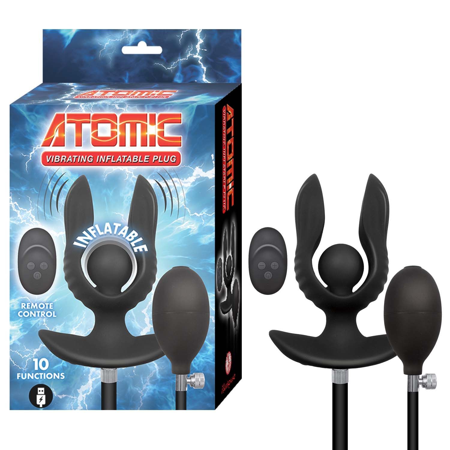 ATOMIC VIBRATING INFLATABLE PLUG-BLACK - #3244