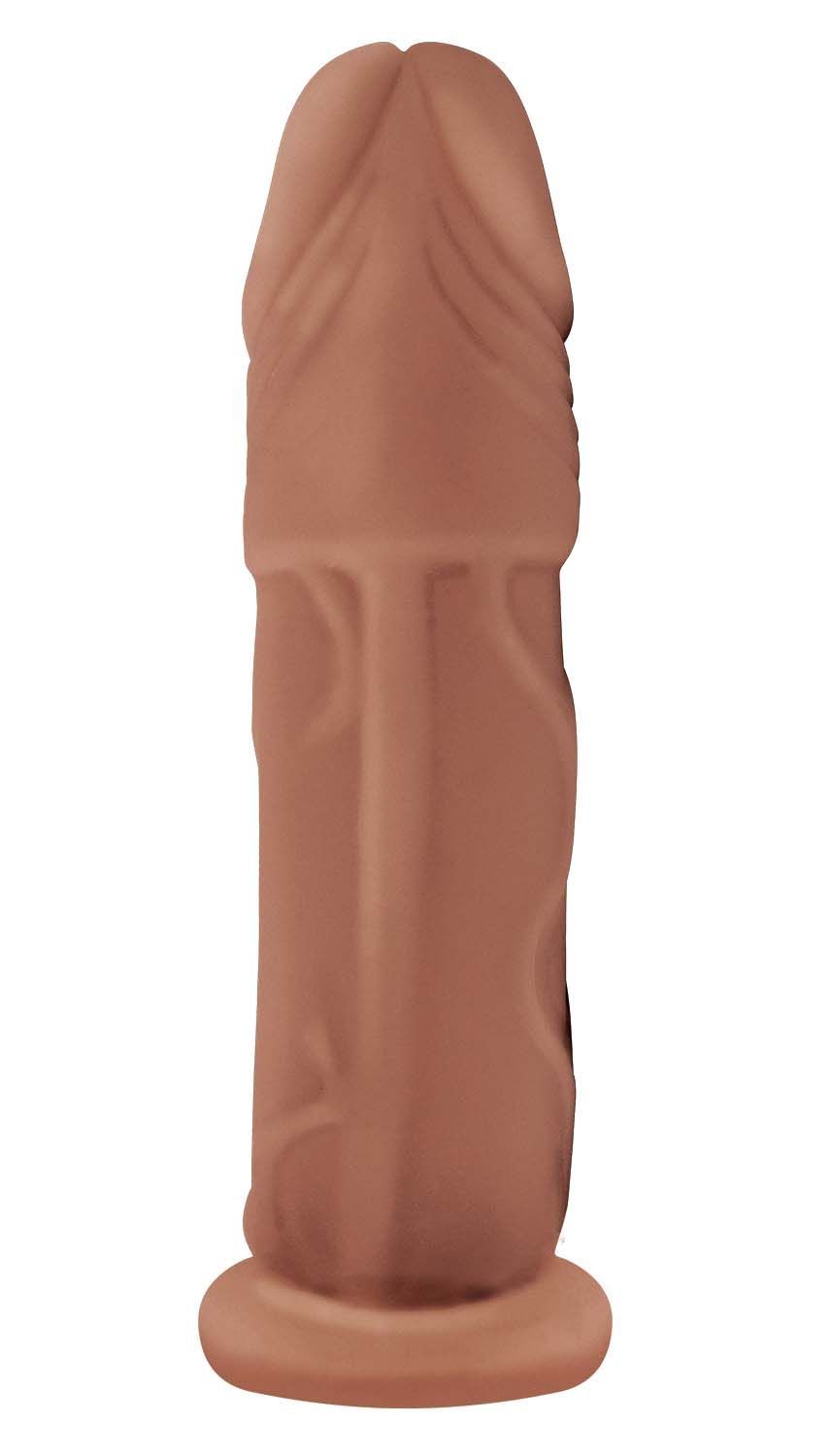 NATURAL REALSKIN VIBRATING XTENDER WITH SCROTUM RING-BROWN - #2931-2