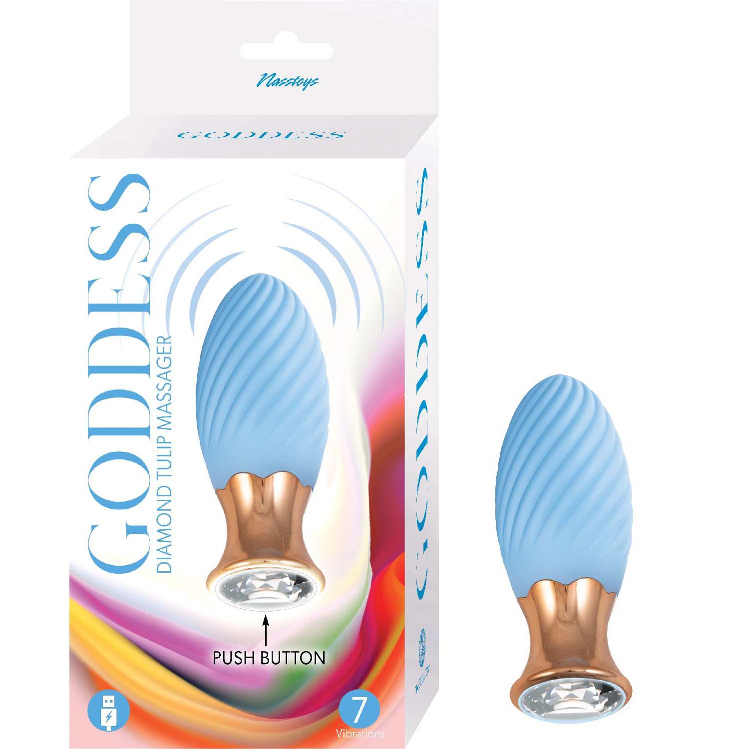GODDESS DIAMOND TULIP MASSAGER-BLUE - #3209