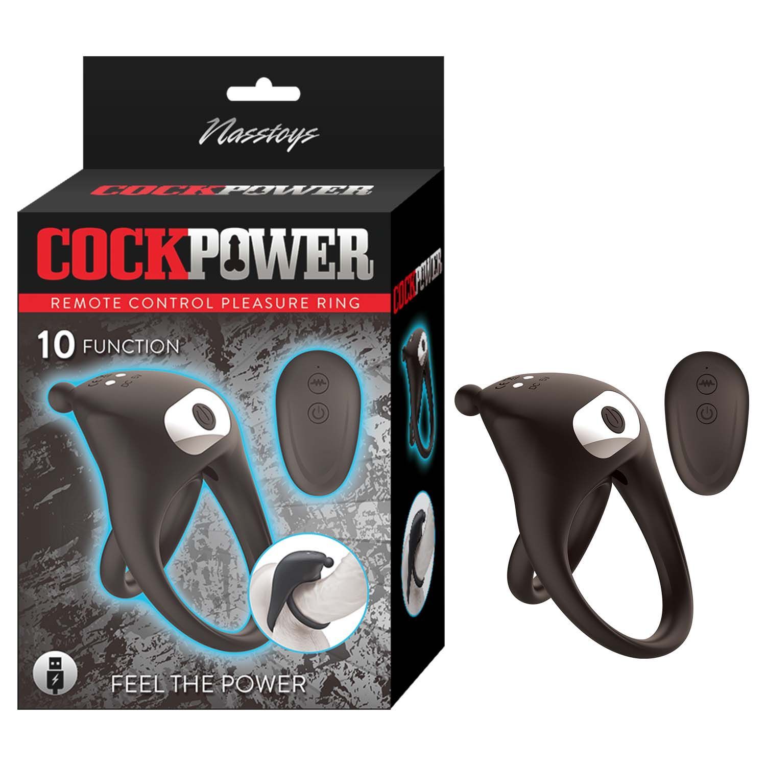 COCKPOWER REMOTE CONTROL PLEASURE RING-BLACK - #3247