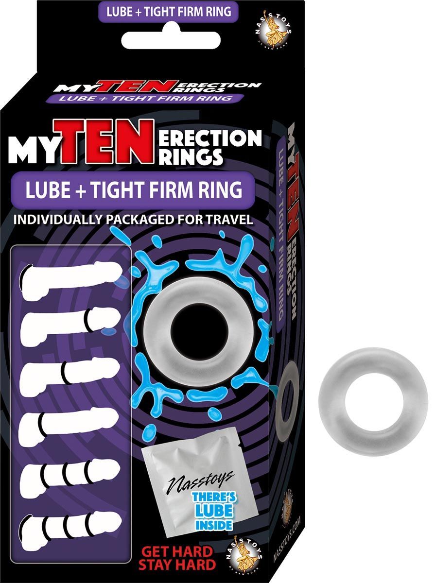 MY TEN ERECTION RINGS LUBE + TIGHT FIRM RING-CLEAR - #2695
