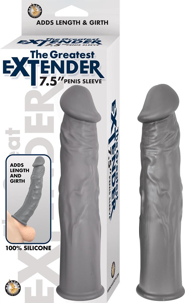 THE GREATEST EXTENDER 7.5&quot; PENIS SLEEVE-GREY - #2886-2