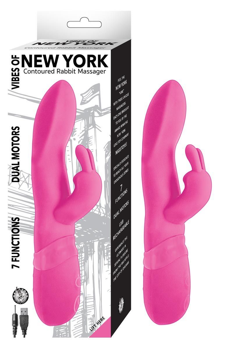 VIBES OF NEW YORK CONTOURED RABBIT MASSAGER-PINK - #2882-1
