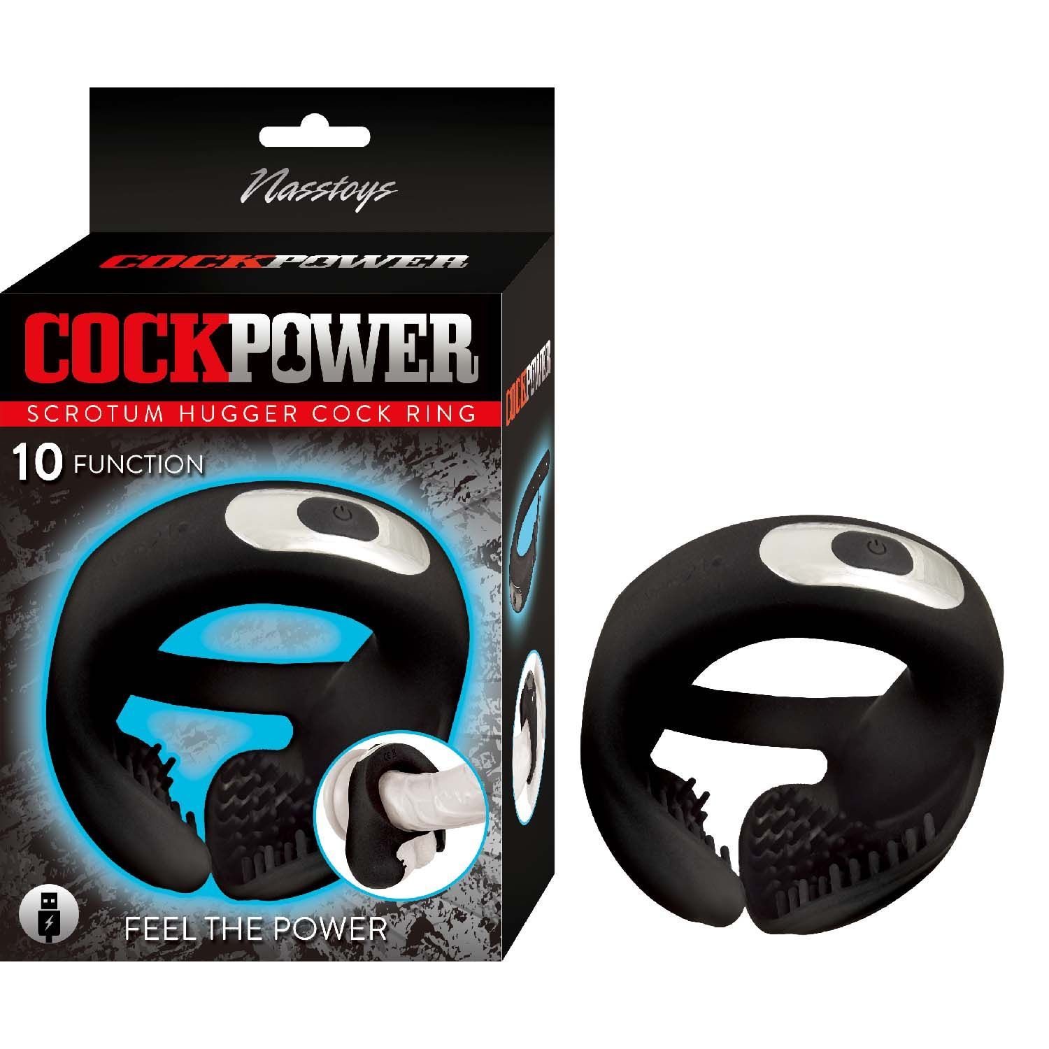 COCKPOWER SCROTUM HUGGER COCK RING-BLACK - #3168