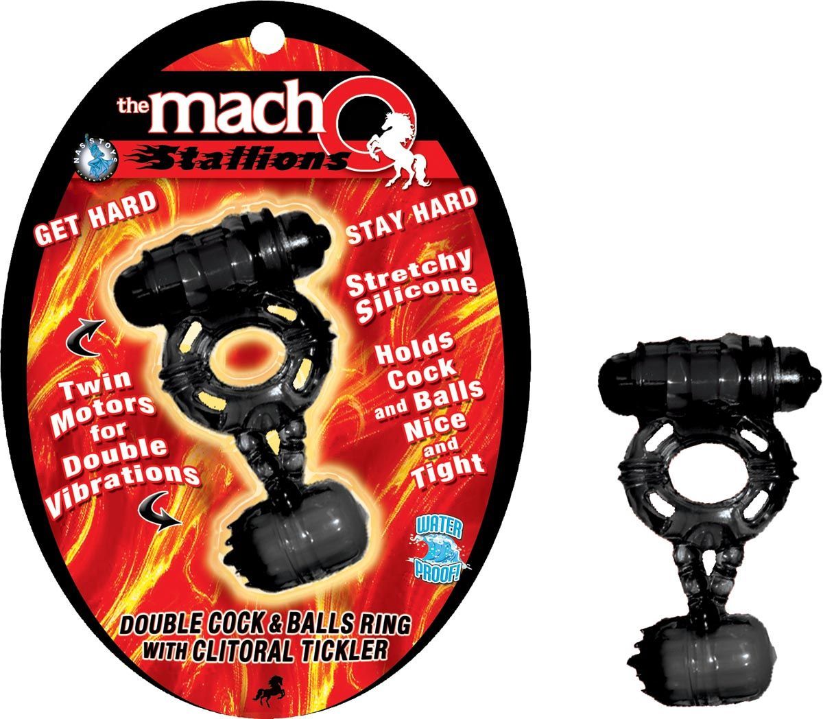 THE MACHO STALLIONS - DOUBLE COCK &amp; BALLS RING WITH CLITORAL TICKLER - #2187