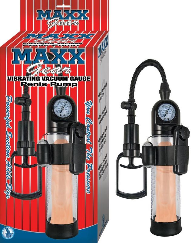 MAXX GEAR VIBRATING VACUUM GAUGE PENIS PUMP-CLEAR - #2763