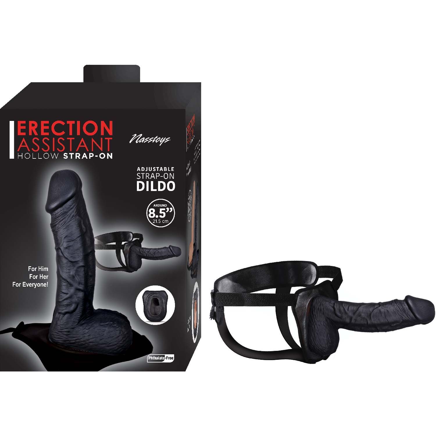 ERECTION ASSISTANT HOLLOW STRAP-ON 8.5&quot;-BLACK - #3055-2