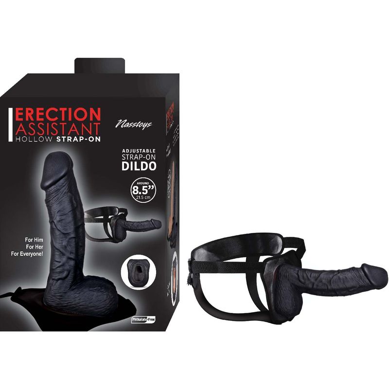 ERECTION ASSISTANT HOLLOW STRAP-ON 8.5&quot;-BLACK - #3055-2