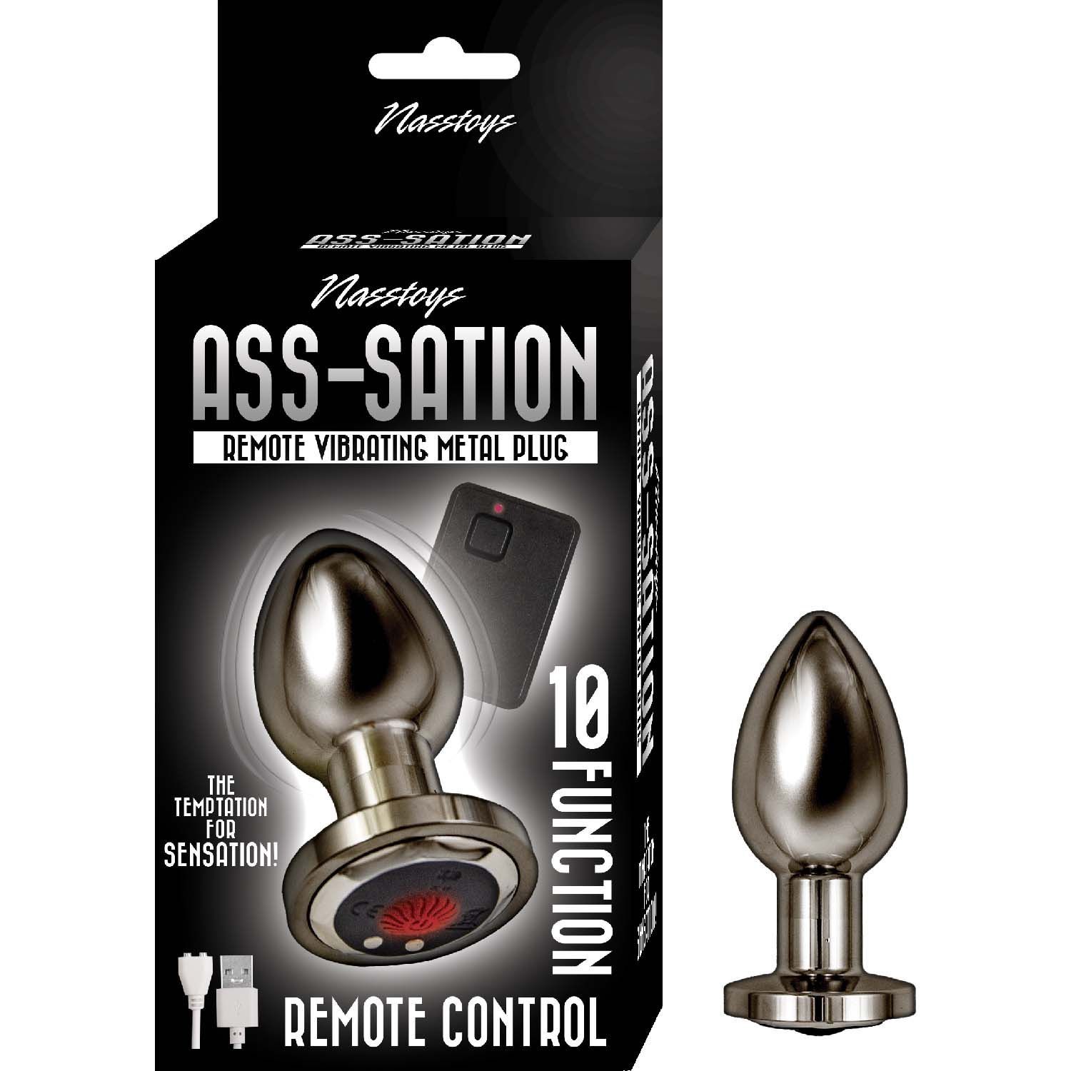 ASS-SATION REMOTE VIBRATING METAL PLUG-BLACK - #3069-2
