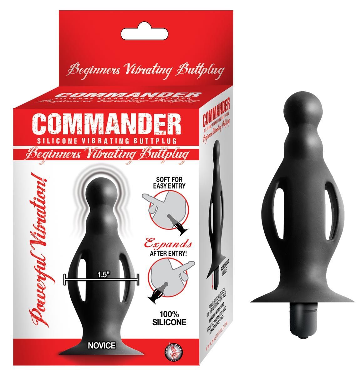 COMMANDER BEGINNERS VIBRATING BUTTPLUG-BLACK - #2873