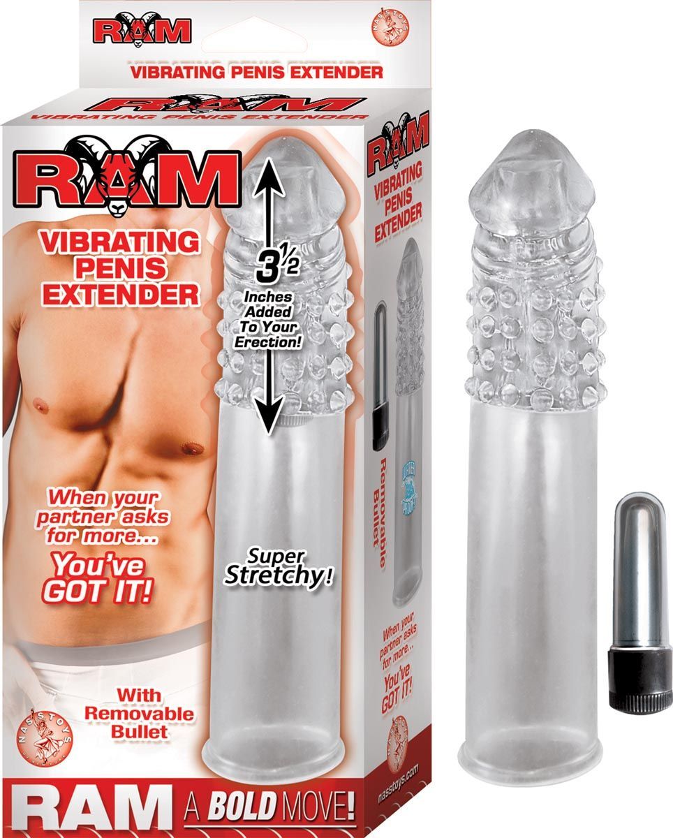 RAM VIBRATING PENIS EXTENDER - CLEAR - #2467-1