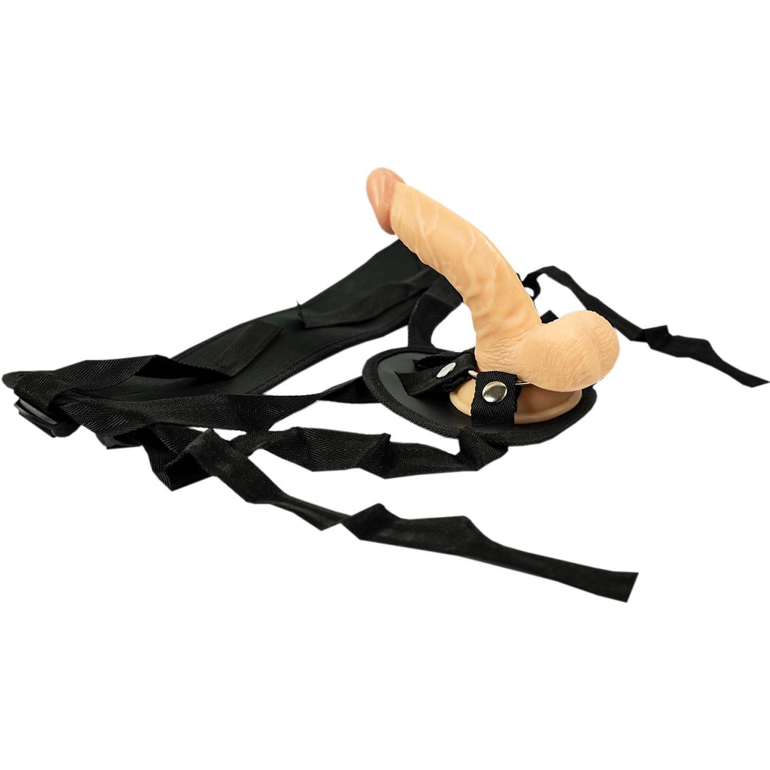 ALL AMERICAN WHOPPERS 6.5&quot; DONG WITH UNIVERSAL HARNESS - WHITE - #2323-1