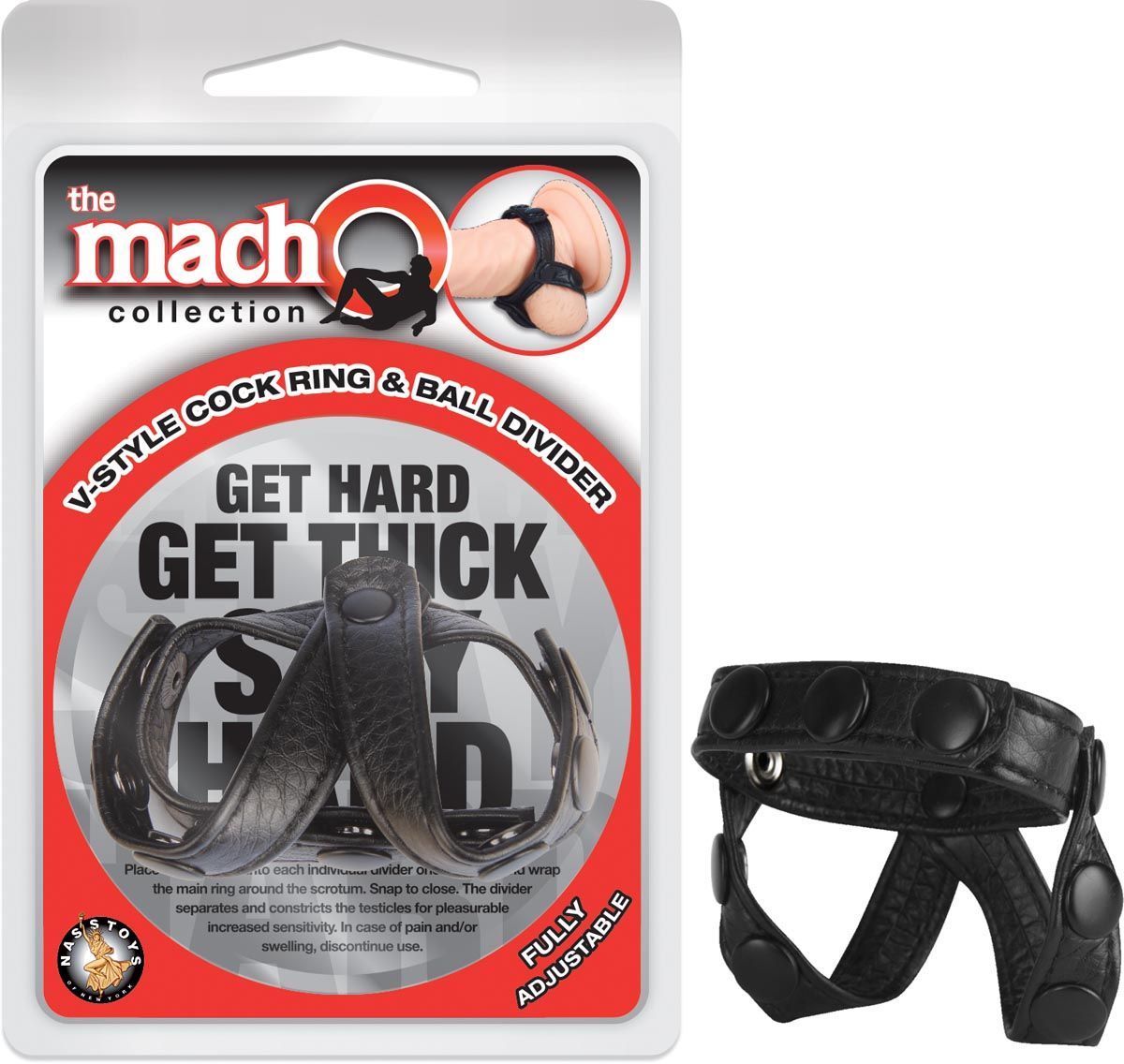 THE MACHO V-STYLE COCK RING &amp; BALL DIVIDER - BLACK - #2479