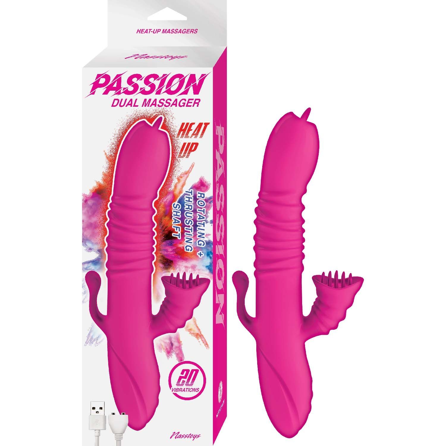 PASSION DUAL MASSAGER HEAT UP-PINK - #3111