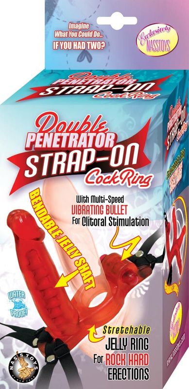 DOUBLE PENETRATOR STRAP-ON COCKRING - RED - #2313-1