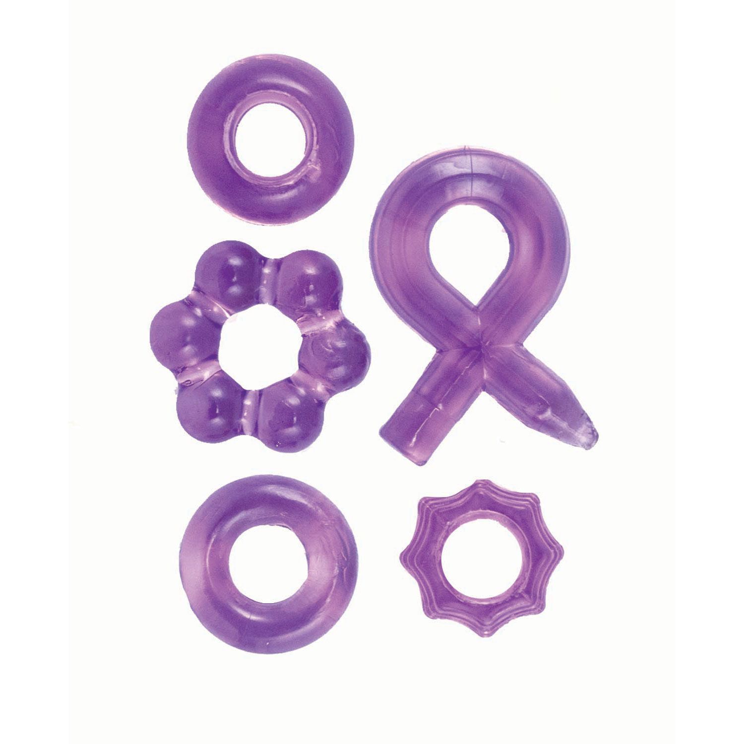 ENHANCER FIVE PIECE COCK RING SET-PURPLE - #3281