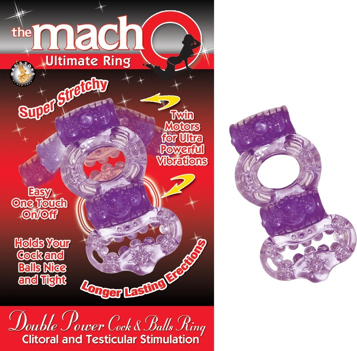 THE MACHO DOUBLE POWER COCK &amp; BALLS RING - PURPLE - #2257-2
