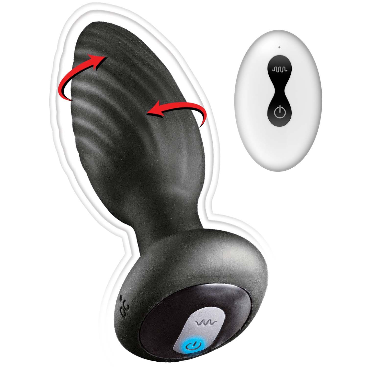 ASS-SATION REMOTE VIBRATING &amp; ROTATING ANAL PLUG-BLACK - #3128