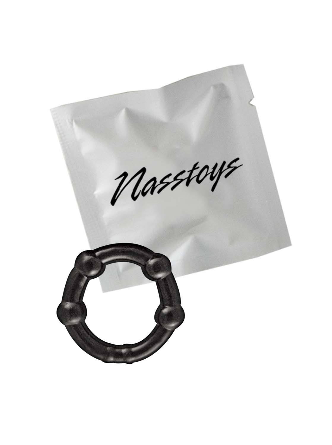 MY TEN ERECTION RINGS BEADED COMFORT RINGS-BLACK - #2694