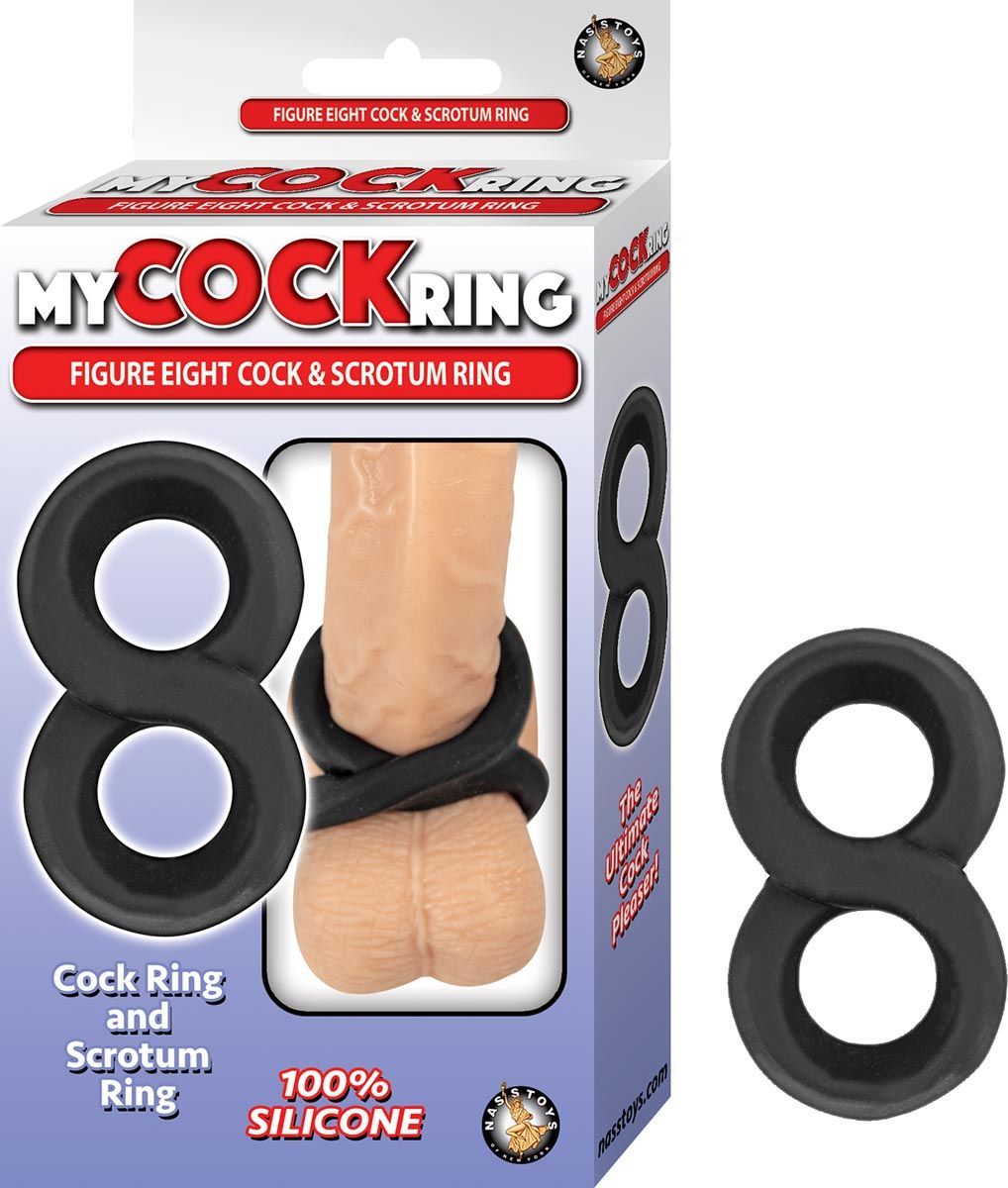 MY COCKRING FIGURE EIGHT COCK &amp; SCROTUM RING-BLACK - #2921
