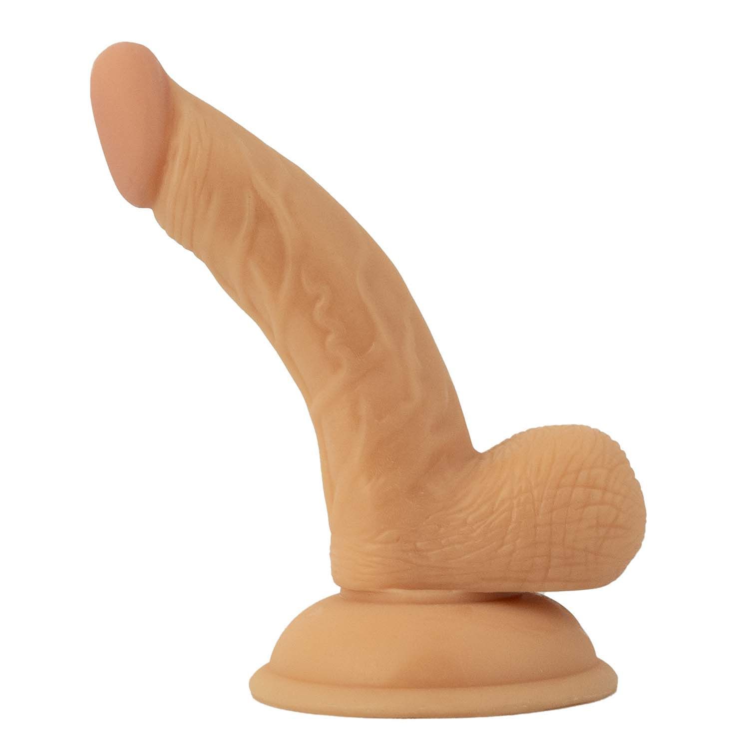 ALL AMERICAN MINI WHOPPERS 5&quot; CURVED DONG W/ BALLS - WHITE - #2392-1