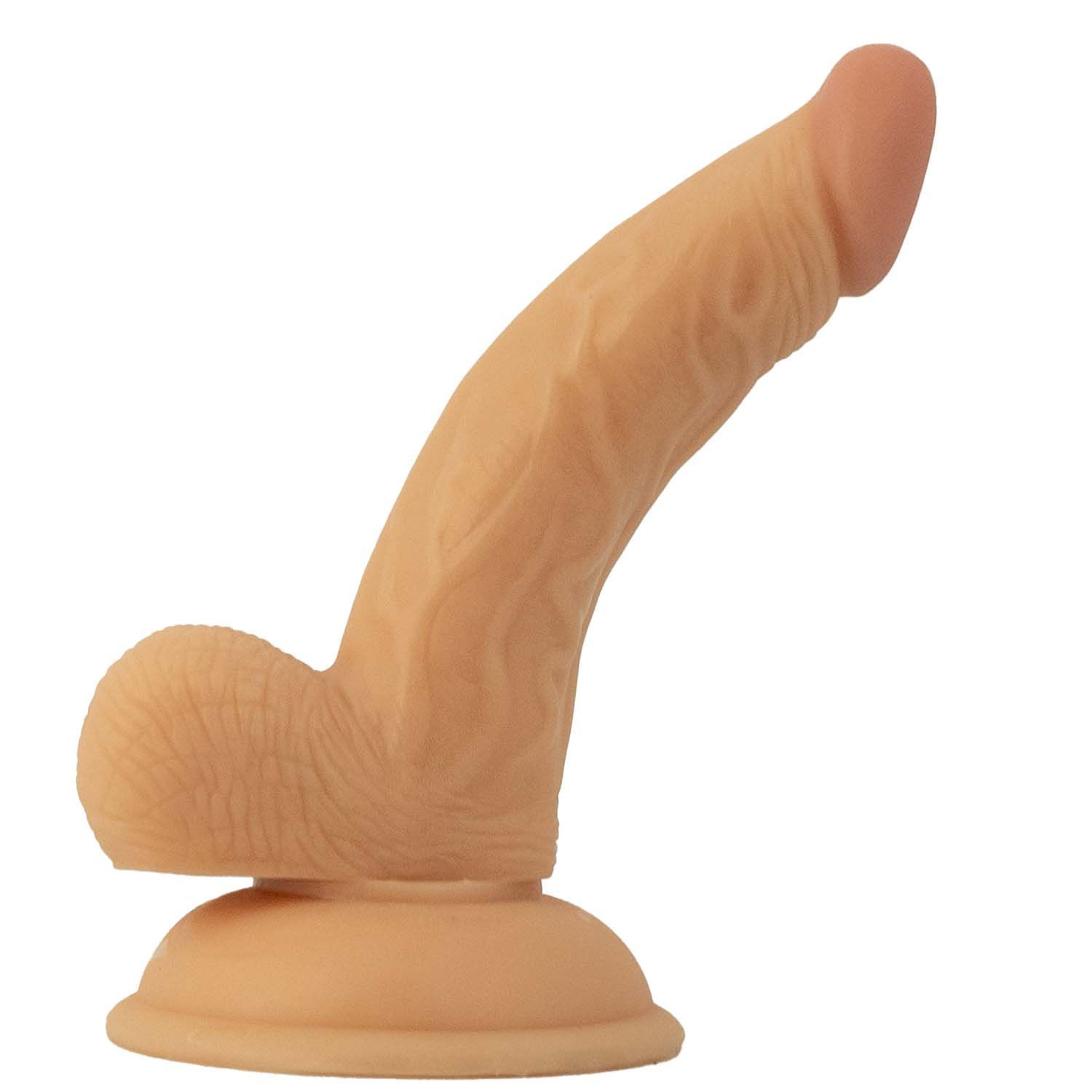 ALL AMERICAN MINI WHOPPERS 5&quot; CURVED DONG W/ BALLS - WHITE - #2392-1