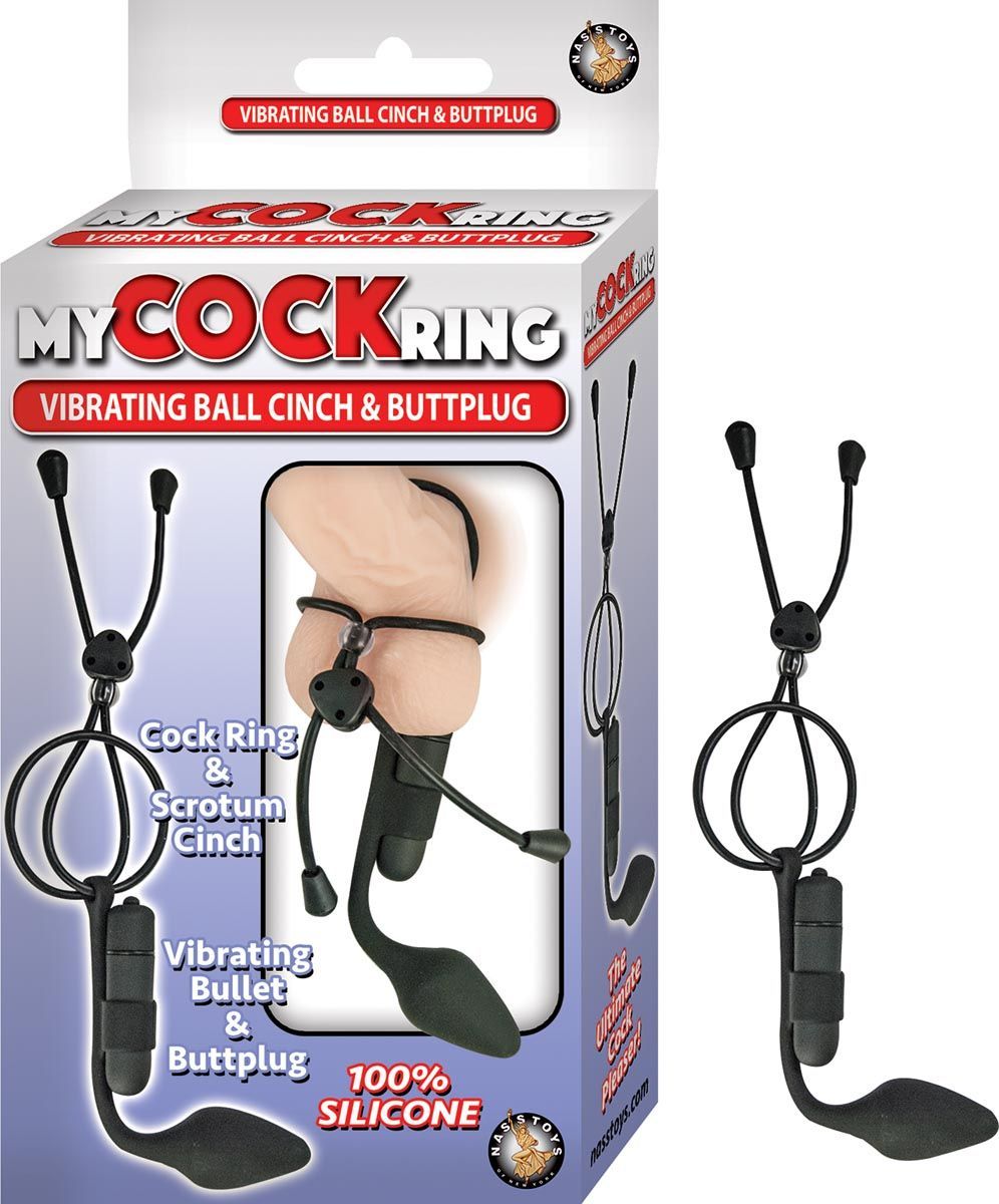 MY COCKRING VIBRATING BALL CINCH &amp; BUTTPLUG-BLACK - #2708