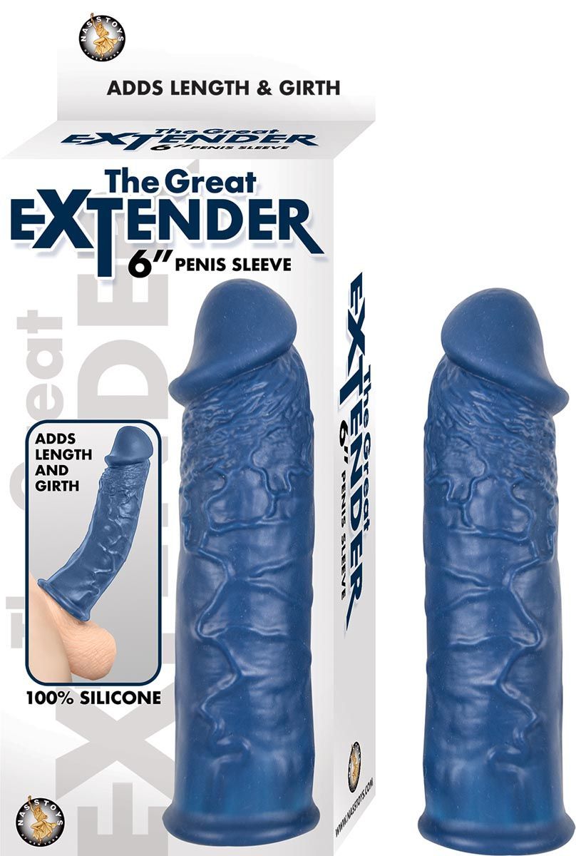 THE GREATEST EXTENDER 6&quot; PENIS SLEEVE-BLUE - #2885-1