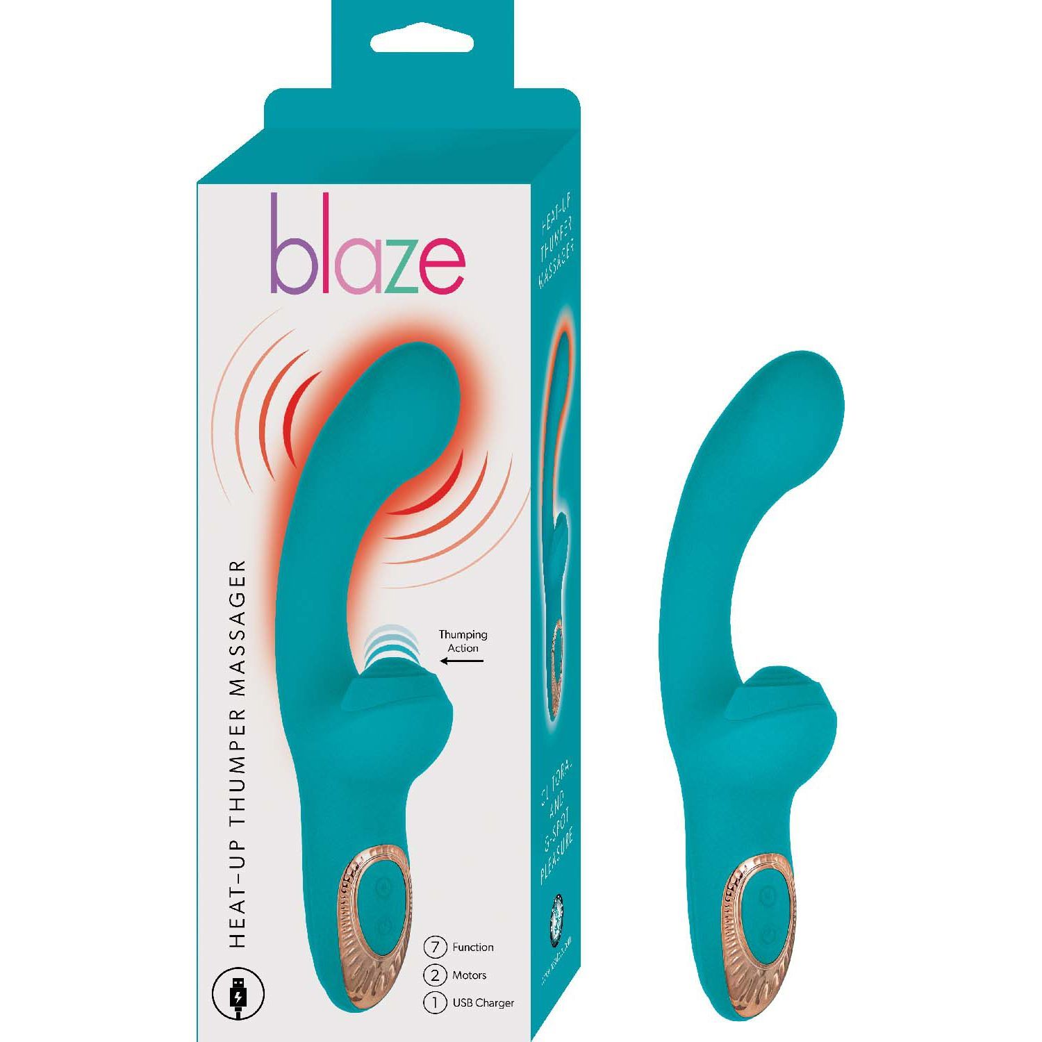 BLAZE HEAT-UP THUMPER MASSAGER-AQUA - #3223-2