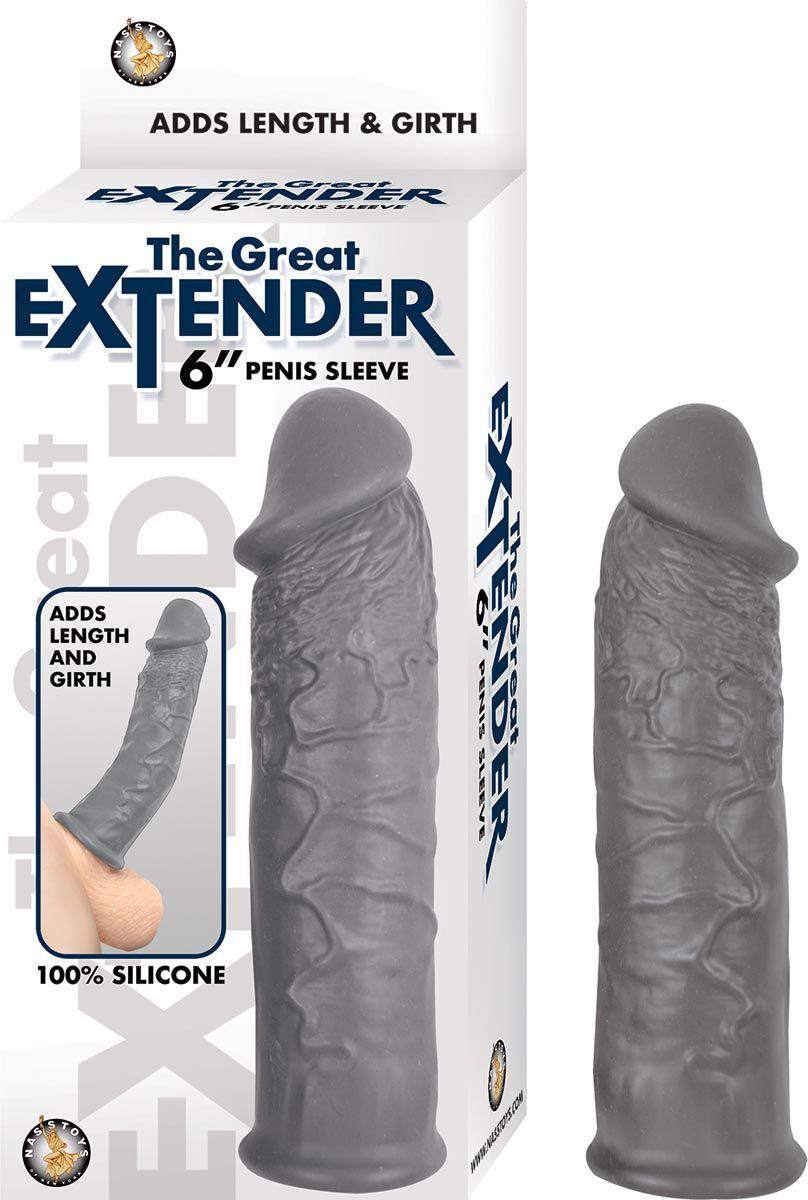 THE GREATEST EXTENDER 6&quot; PENIS SLEEVE-GREY - #2885-2
