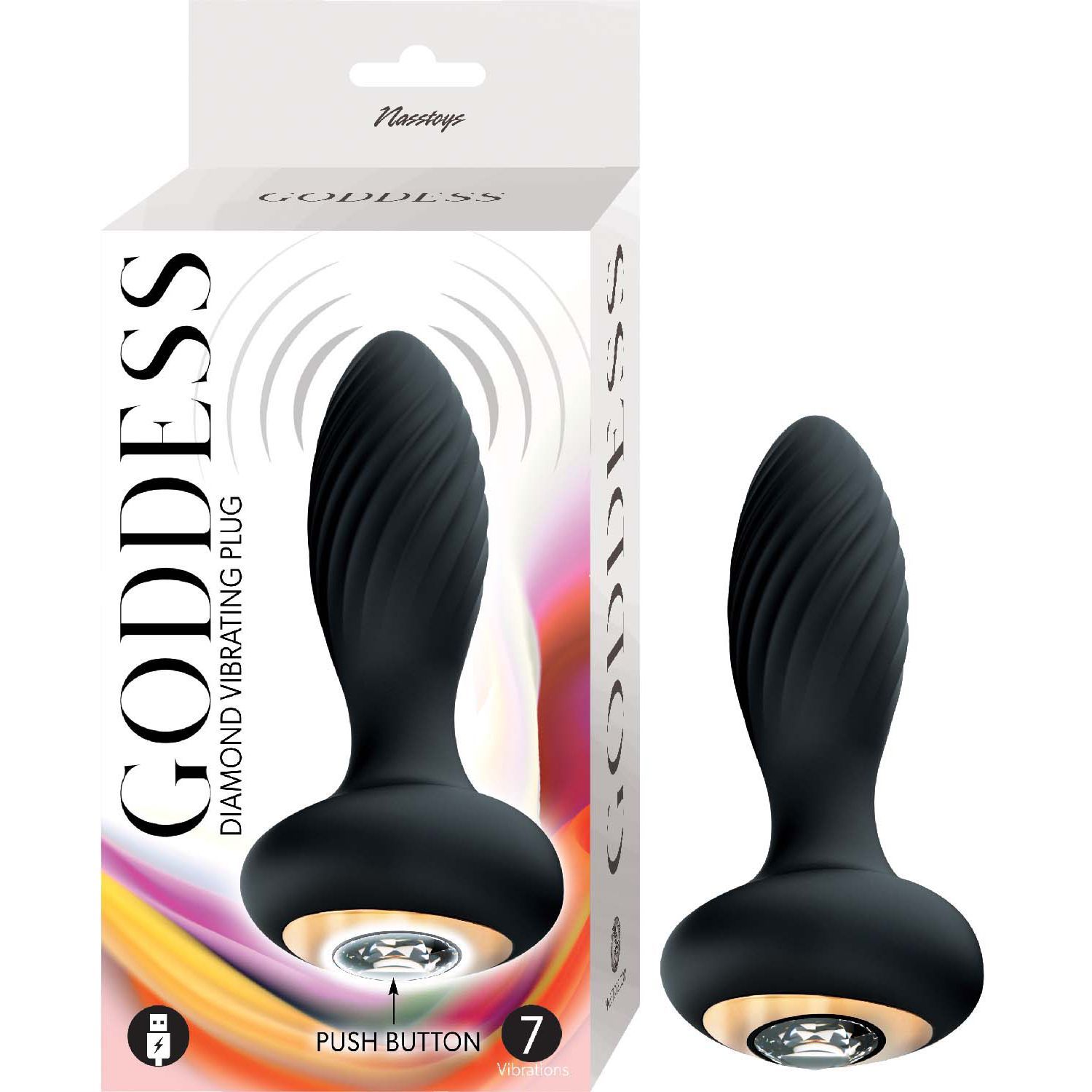 GODDESS DIAMOND VIBRATING PLUG-BLACK - #3210