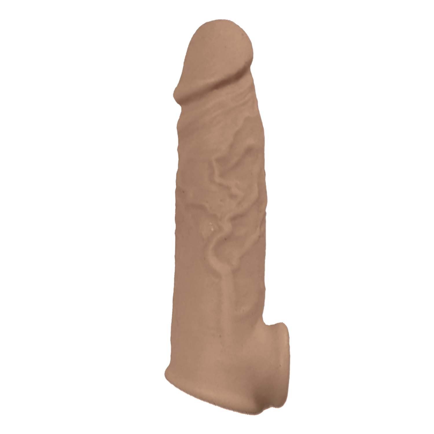 NATURAL REALSKIN VIBRATING PENIS XTENDER-BROWN - #2957-2