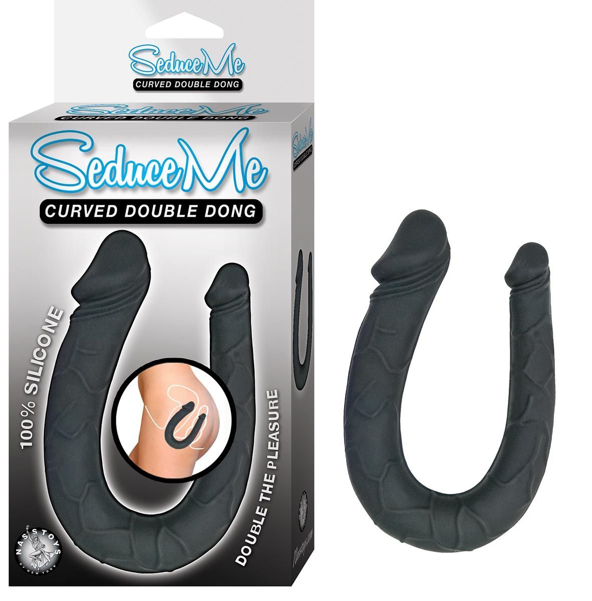 SEDUCE ME CURVED DOUBLE DONG-BLACK - #2840-1