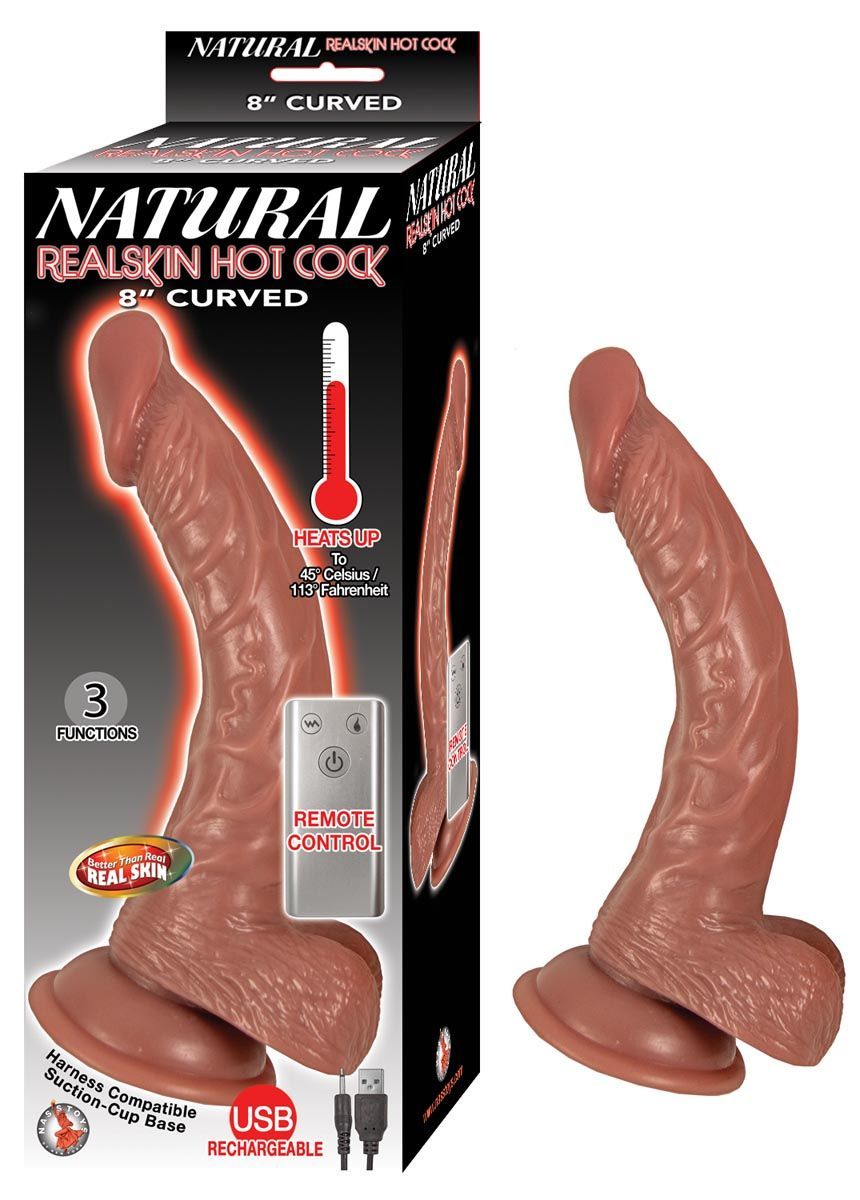 NATURAL REALSKIN HOT COCK CURVED 8&quot;-BROWN - #2892-2