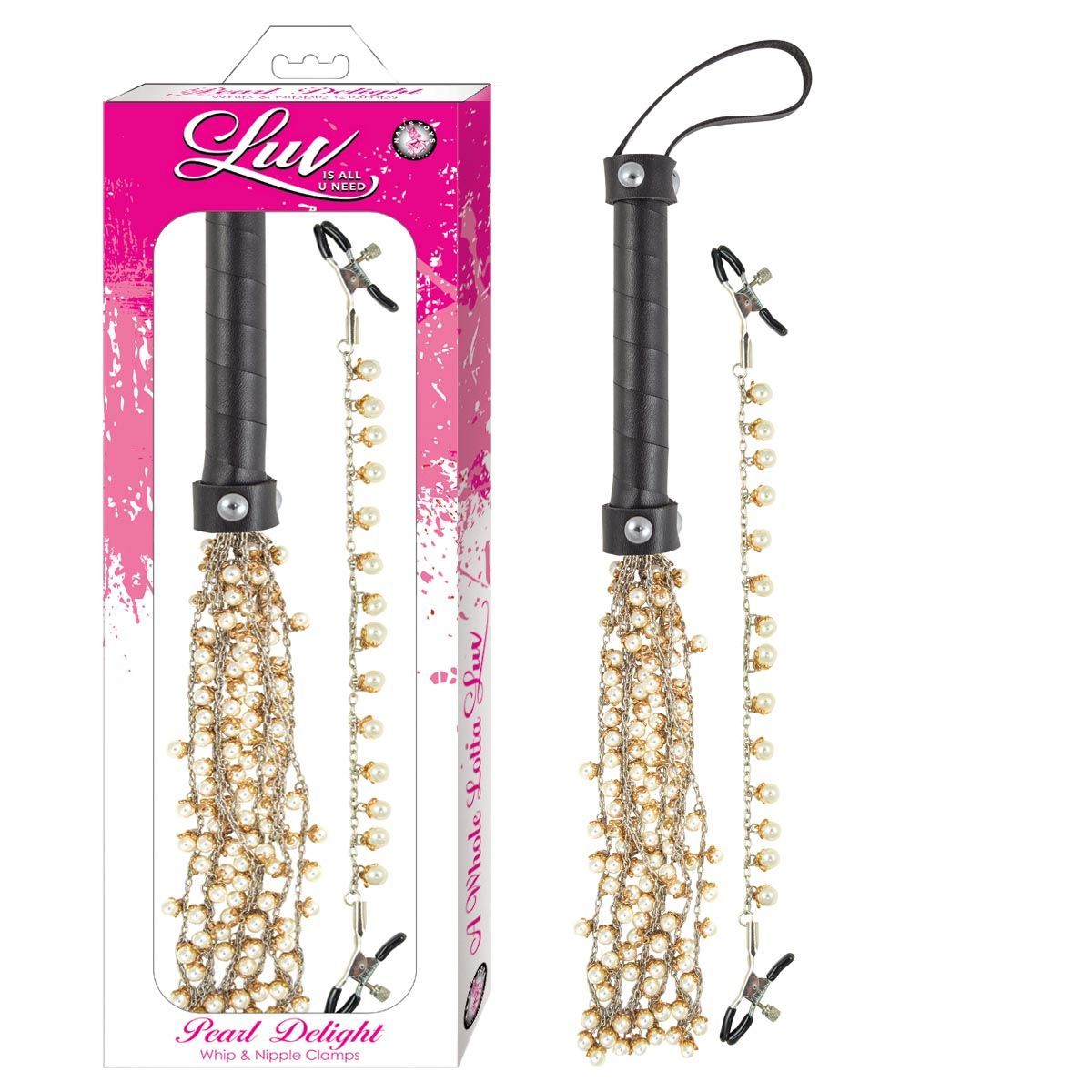 LUV PEARL DELIGHT WHIP &amp; NIPPLE CLAMPS - #2964