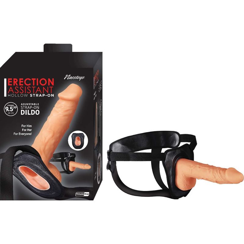 ERECTION ASSISTANT HOLLOW STRAP-ON 9.5&quot;-WHITE - #3056-1