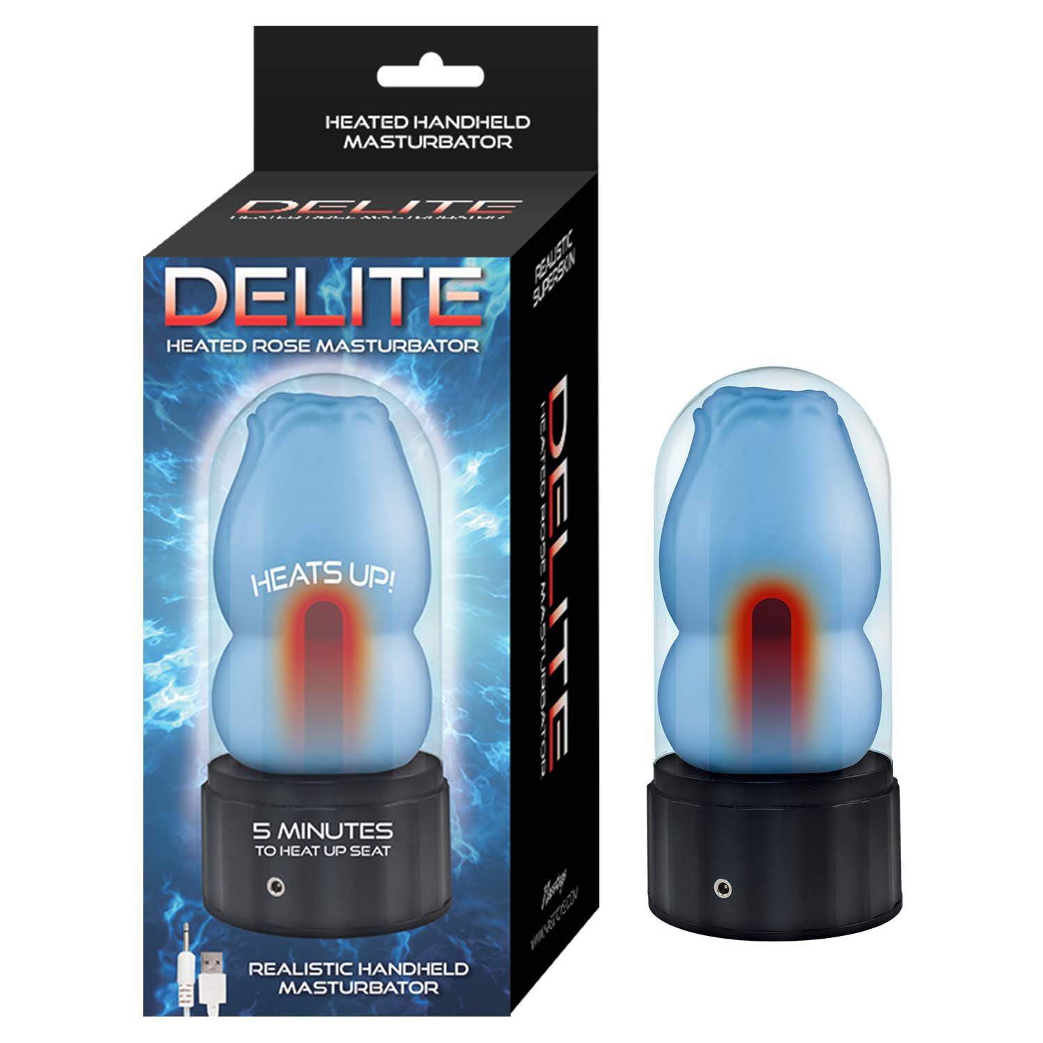 DELITE HEATED ROSE MASTURBATOR-BLUE - #3200-1