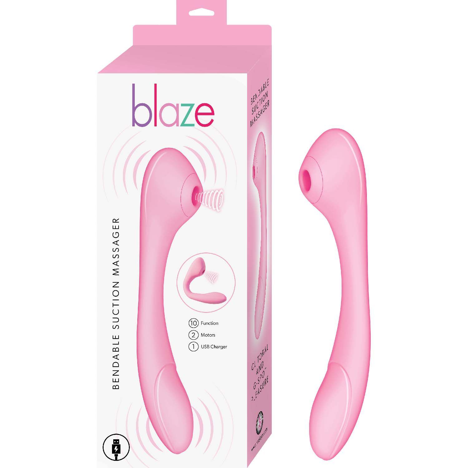 BLAZE BENDABLE SUCTION MASSAGER-PINK - #3186-1