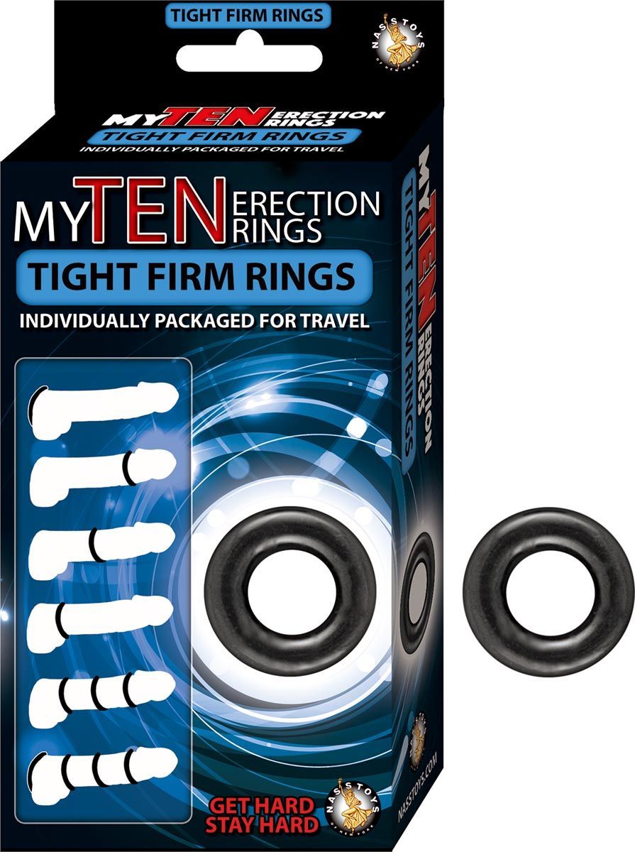 MY TEN ERECTION RINGS TIGHT FIRM RINGS-BLACK - #2693
