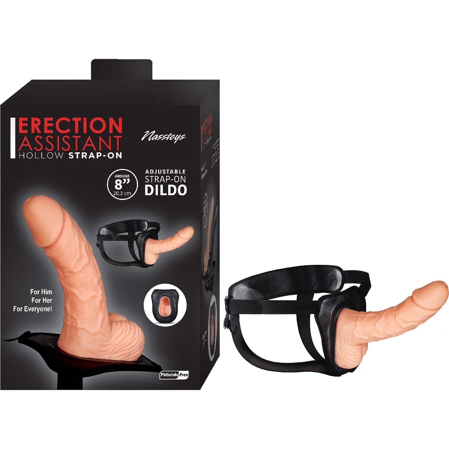 ERECTION ASSISTANT HOLLOW STRAP-ON 8&quot;-WHITE - #3054-1