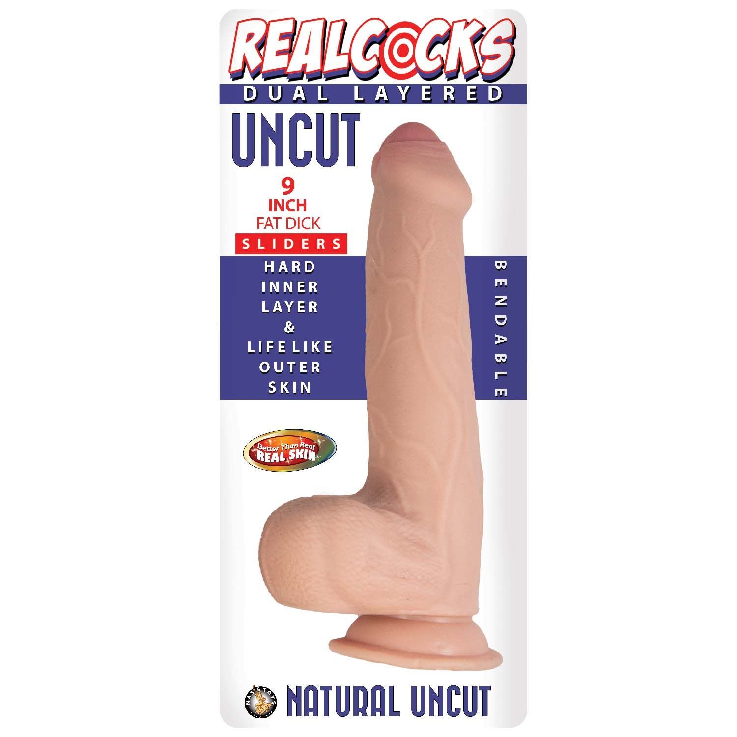 REALCOCKS DUAL LAYERED UNCUT SLIDERS 9&quot; FAT DICK-WHITE - #3066-1