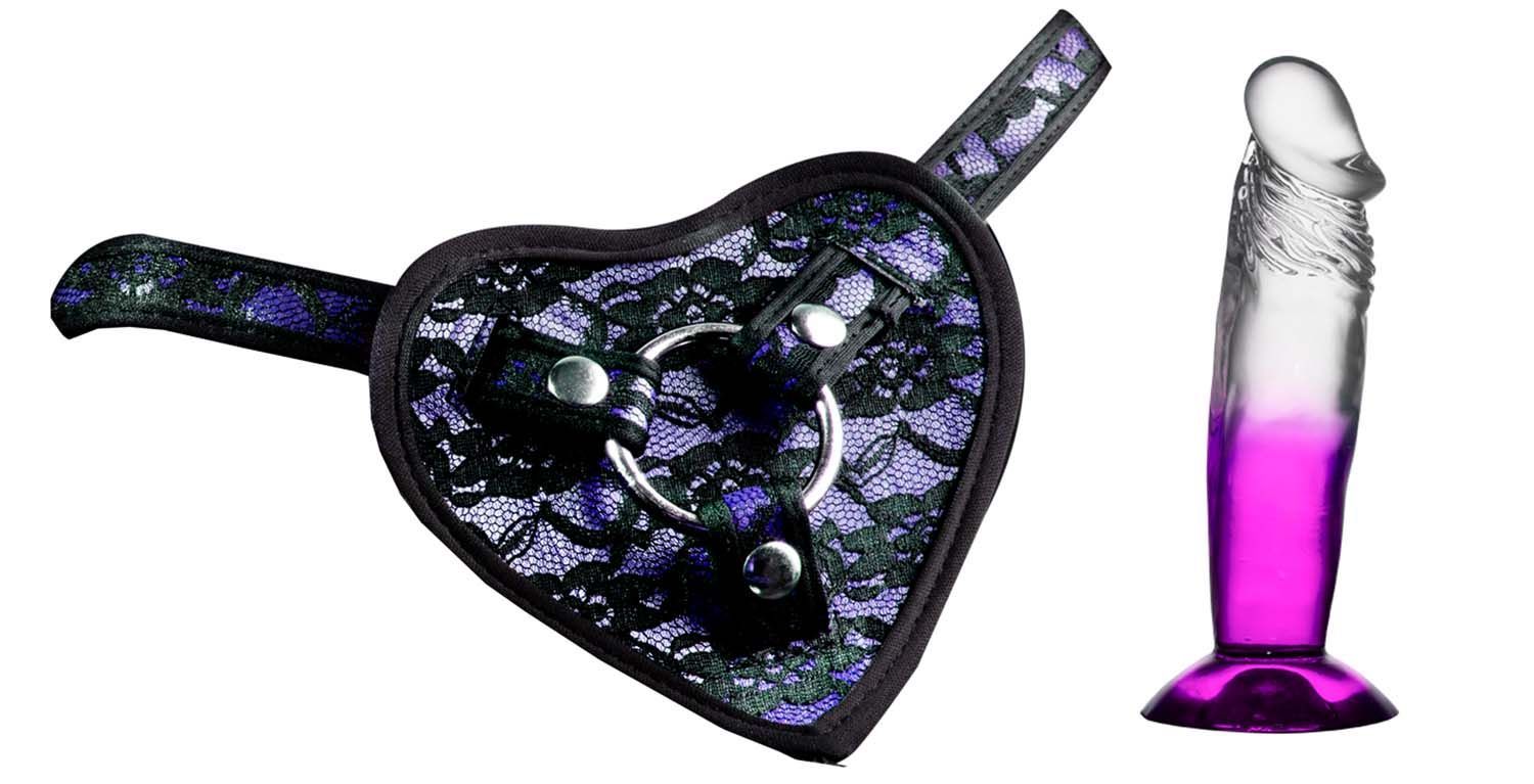 HEART-ON DELUXE HARNESS KIT WITH STRAIGHT DONG-PURPLE - #2905
