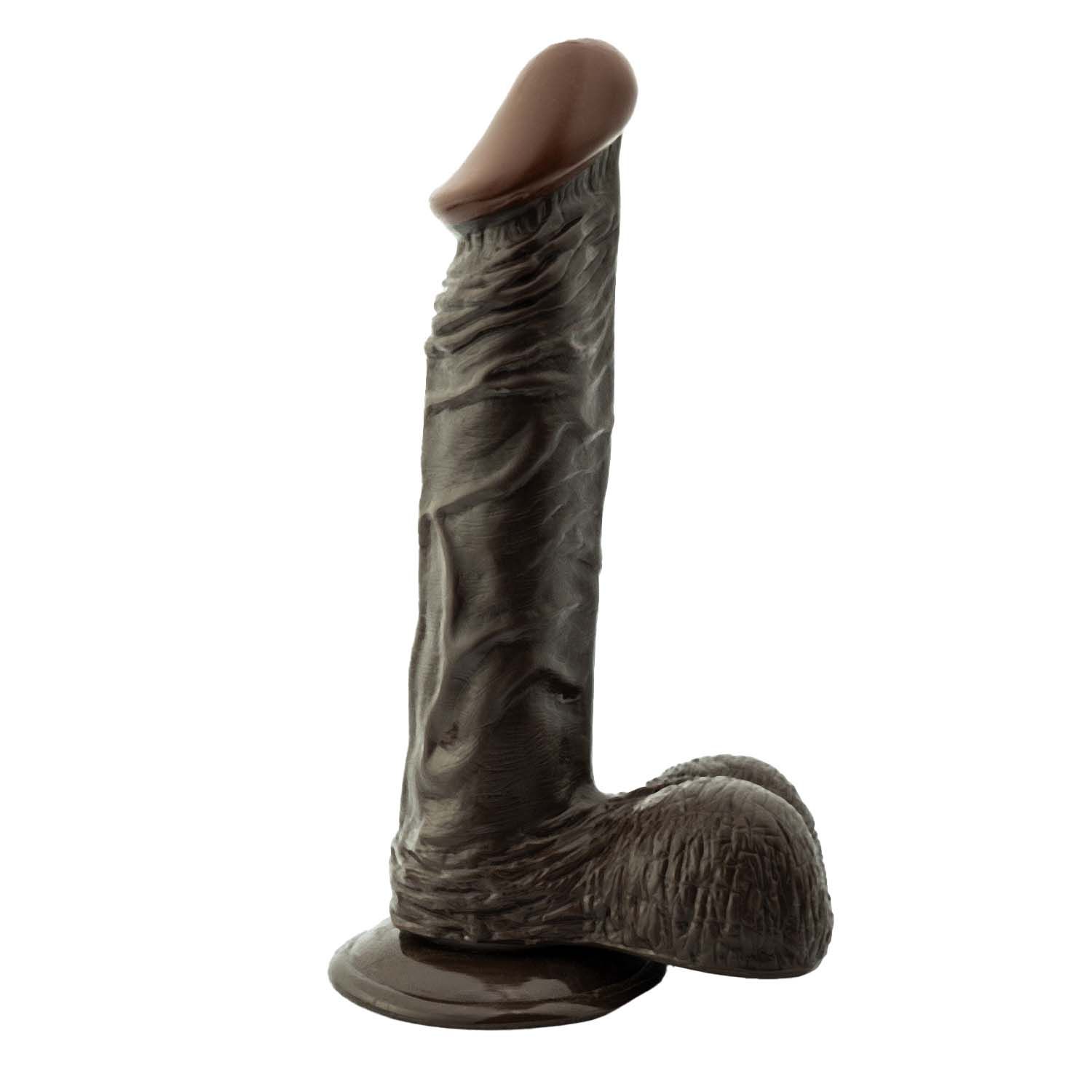 AFRO AMERICAN WHOPPER-8&quot;VIBRATING W/ BALLS BROWN - #1898-2