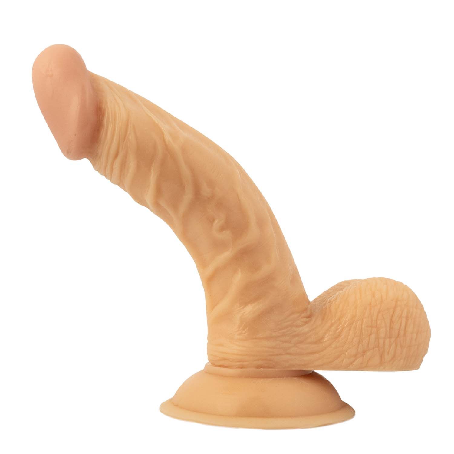 ALL AMERICAN WHOPPERS 6 1/2&quot; CURVED DONG W/BALLS &amp; LUBE-WHITE - #2448
