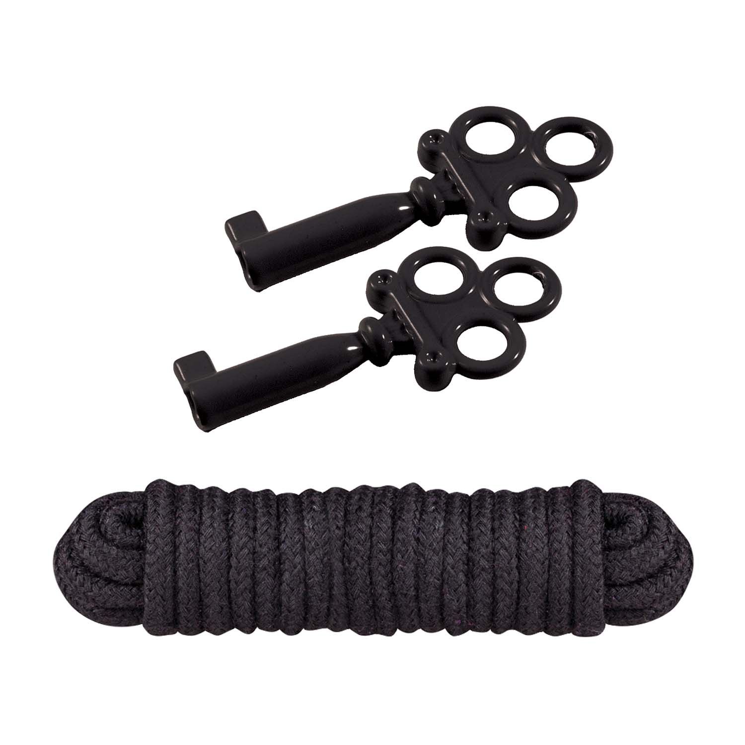 SINFUL METAL CUFFS W/KEYS &amp; LOVE ROPE-BLACK - #2544-3