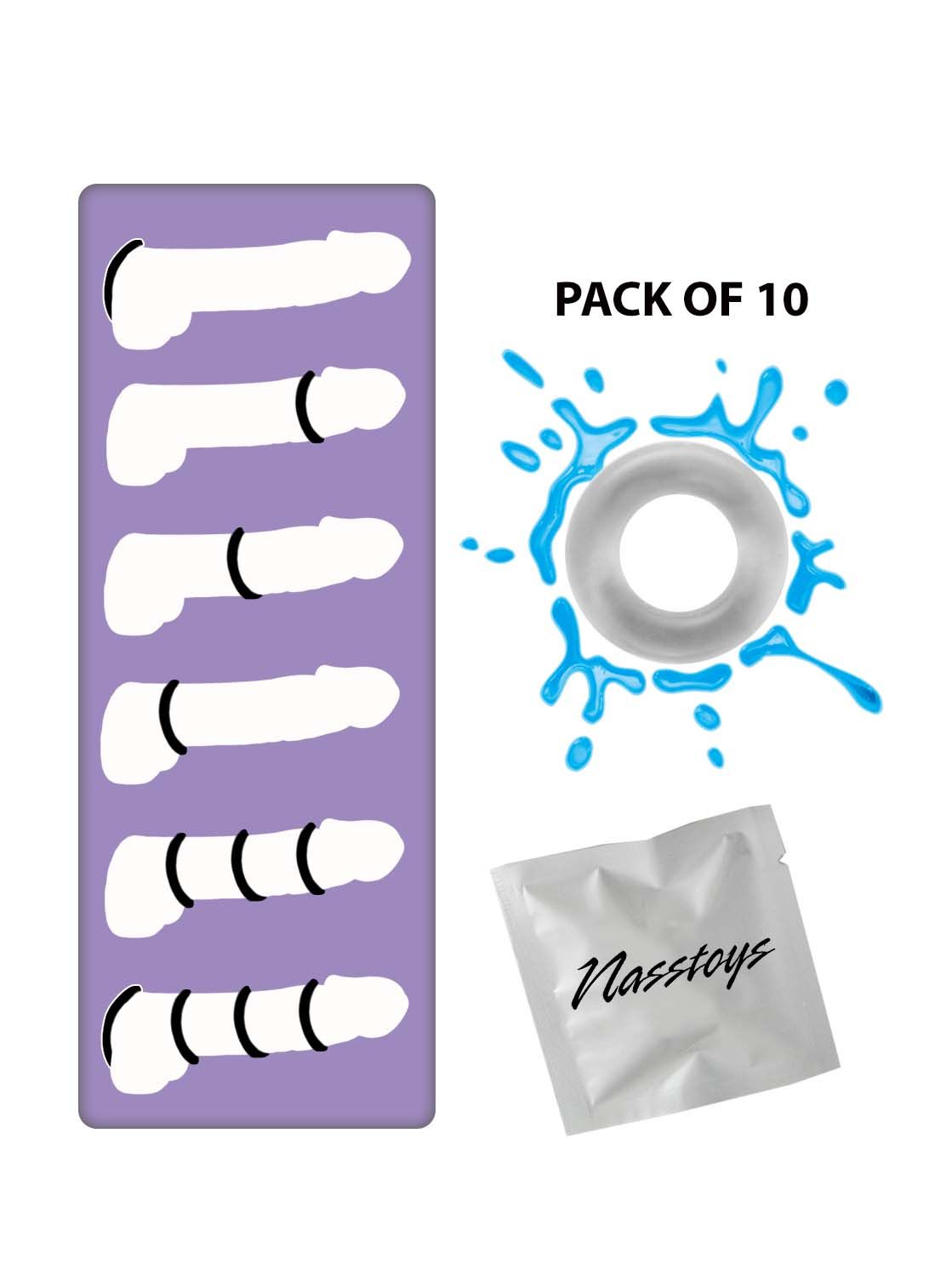 MY TEN ERECTION RINGS LUBE + TIGHT FIRM RING-CLEAR - #2695