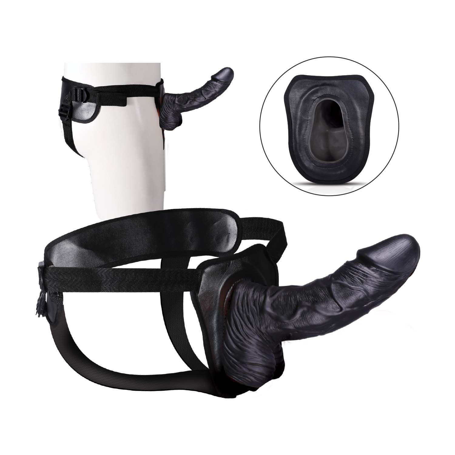 ERECTION ASSISTANT HOLLOW STRAP-ON 8&quot;-BLACK - #3054-2