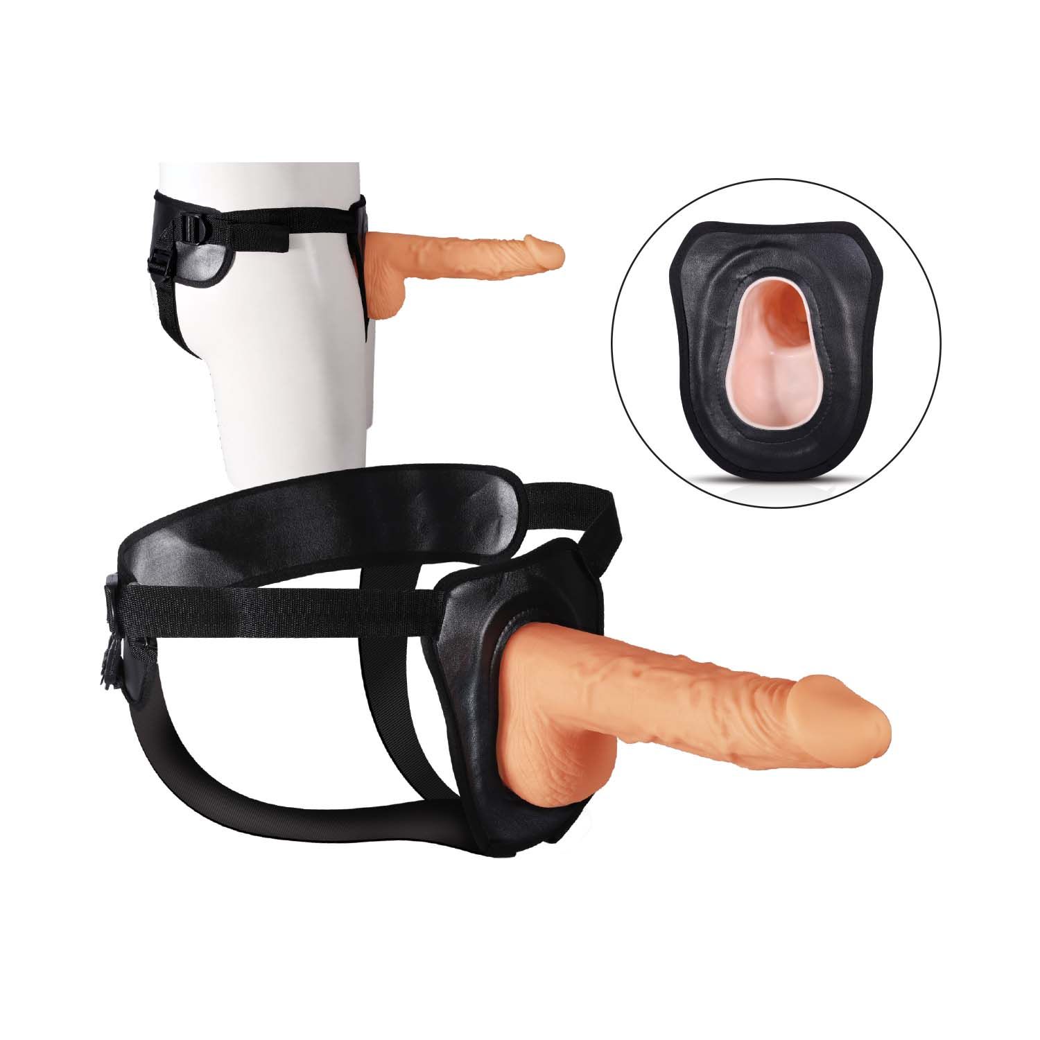 ERECTION ASSISTANT HOLLOW STRAP-ON 9.5&quot;-WHITE - #3056-1